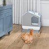 Enclosed Cat Litter Box Tray Cats Toilet with Lid Hood Scoop Pet Furniture