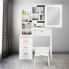 White Large Dressing Table Set LED Lights Mirror Makeup Stool with PU cushion