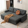New 3 Seater Pull-Out Reversible Chaise Sofa Bed with Storage,Grey Linen Fabric