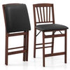 Set of 2 Counter Height Chairs Folding Kitchen Island Stool Brown