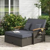 Outdoor Wicker Daybed Rattan Woven Loveseat w/Folding Panels-Grey