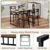 5 Pcs Dining Table Set Industrial-Style Kitchen Table & 4 Chairs-Coffee