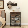 Shoe Storage Organizer 5-Tier Shoe Rack with Hooks & Drawers-Brown