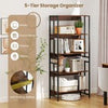157cm Etagere Bookcase 5-Tier Bookshelf w/ Adjustable Shelves Brown
