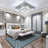 Crystal LED Ceiling Light Square Chandelier Flush Mount Living Room Bedroom Lamp