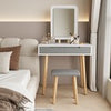 Modern Dressing Table Set with Light Mirror Stool Makeup Desk with Drawer Grey