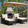 5 Piece Patio Rattan Furniture Set Wicker Lounge Chair and Ottoman Set W/ Table