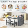 Kids Art Table&Chairs Set Wooden Kids Craft Study Desk w/Storage-Grey