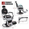 Reclined Salon Chair Vintage Barber Chair W/ Adjustable Height-Black