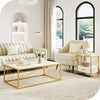 Coffee Table Metal Frame Modern Marble Table Top for Home Living Room White