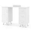 Manicure Table Nail Desk Nail Tech Table Station with 8 Metal Legs-White