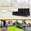 2-Seat Outdoor Hanging Swing Bench Patio Rattan Porch Swing Loveseat Black