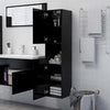 Bathroom Cabinet Black Engineered Wood Cupboard Wall