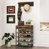Shoe Storage Organizer 5-Tier Shoe Rack with Hooks & Drawers-Brown