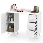 Manicure Table Nail Desk Nail Tech Table Station with 8 Metal Legs-White