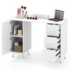 Manicure Table Nail Desk Nail Tech Table Station with 8 Metal Legs-White