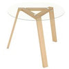 Round Glass Dining Table w/Tempered Glass Tabletop-Natural