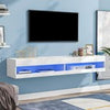 Floating TV Unit Cabinet Wall Mounted TV Stand High Gloss Front With LED Lights
