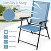 Set of 2 Patio Outdoor Portable Sling Back Chairs Folding Dining Chairs Blue