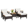 5Pcs Outdoor Patio Furniture Set PE Wicker Patio Lounge Chair Ottoman Table Set