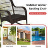 Patio Rattan Rocker w/ Seat Back Cushions & Waist Pillow Grey