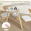 Round Glass Dining Table w/Tempered Glass Tabletop-Natural