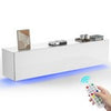 High Gloss White Floating TV Unit Cabinet Wall Mounted TV Stand with LED Lights