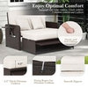 Patio Rattan Daybed Set Wicker Loveseat Sofa w/ Footstool-White