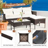 3 PCS Outdoor Conversation Furniture Set PE Rattan Patio Table Sofa Ottoman Set
