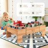 100-Piece Train Set Table Kids Activity Table with Storage Drawer-Natural