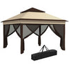 3 x 3(m) Pop Up Gazebo Tent with Netting, Height Adjustable, Beige
