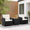 Rattan Conversation Set 3 Piece Patio Furniture Set w/ Back Cushions-White