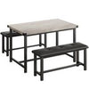 Dining Set for 4 Wood Top Table and 2 PU Leather Upholstered Bench Small Kitchen