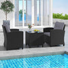 3 Piece Patio Furniture Set Rattan Conversation Set w/ Soft Seat-Grey