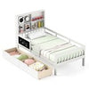 Single Size Bed Frame Solid Wood Platform Bed w/2 Storage Drawers