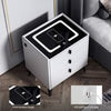 3 Charging Nightstand Side Bedside Cabinet Drawers LED Table with White Wireless