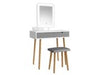 Modern Dressing Table Set with Light Mirror Stool Makeup Desk with Drawer Grey