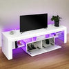 LED TV Stand Cabinet Unit Modern 2 Drawer MDF Entertainment RGB Lights White