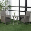 Rattan Bistro Set Garden Chair Table Patio Outdoor, Light Grey