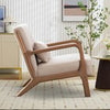2-Pack Beige Mid-Century Armchairs with Lumbar Support | Solid Wood Frame