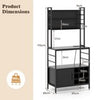 Bakers Rack with Power Outlet Microwave Stand with Storage Cabinet Black