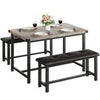 Dining Set for 4 Wood Top Table and 2 PU Leather Upholstered Bench Small Kitchen