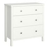 Off-White 3 Drawer Chest - Scandinavian Wooden Storage Unit, Metal Handles