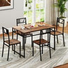 5 Pcs Dining Table Set Industrial-Style Kitchen Table & 4 Chairs-Coffee