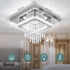 Crystal LED Ceiling Light Square Chandelier Flush Mount Living Room Bedroom Lamp