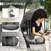 Hanging Egg Chair Swing Hammock Chair with Stand Cushion Retractable Canopy Grey