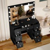 Black Makeup Vanity Table With 11 LED Light Mirror + 7 Drawers Dressing Desk Set
