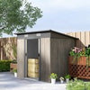Outdoor Garden Storage Shed for Patio Bike Grey Wood Grain Sloped Roof