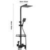 Bathroom Thermostatic Mixer Shower Set Square Black Twin Head Exposed Valve