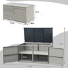 330L Garden Patio Storage Container Outdoor PE Wicker Storage Box Grey